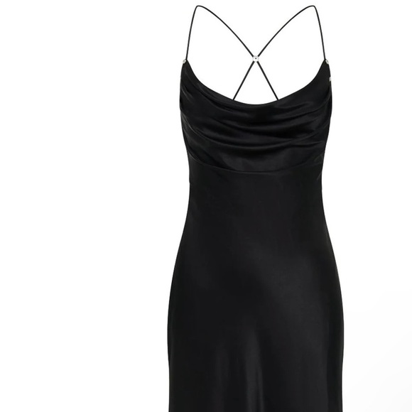 Dion Lee Rivet Detail Cowl Neck Satin Dress Black Size 2 - Picture 5 of 16